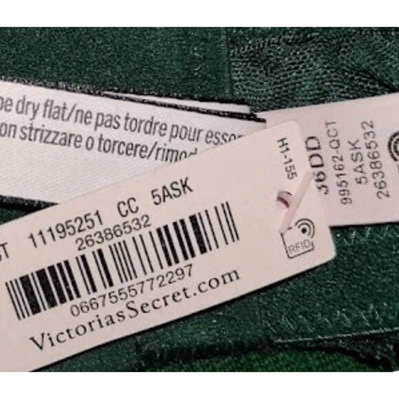 Victoria's Secret BODY BY VICTORIA Lace Demi Bra 34DDD Emerald Green Gold Flake - Picture 5 of 9